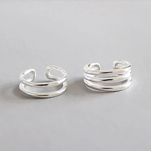 925 Sterling Silver Three Layer Ear Stud Earrings