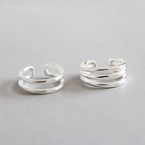 925 Sterling Silver Three Layer Ear Stud Earrings