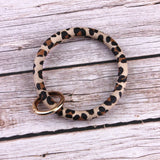 Round Leather Wrap Bangle Bracelet Wristlet Bag Fob Holder