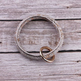 Round Leather Wrap Bangle Bracelet Wristlet Bag Fob Holder