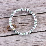 Round Leather Wrap Bangle Bracelet Wristlet Bag Fob Holder