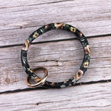 Round Leather Wrap Bangle Bracelet Wristlet Bag Fob Holder