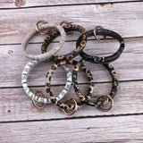 Round Leather Wrap Bangle Bracelet Wristlet Bag Fob Holder