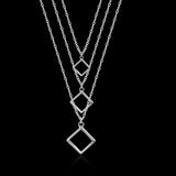 Silver 925 Necklace Women Square Shape Chains Jewelry