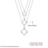 Silver 925 Necklace Women Square Shape Chains Jewelry