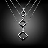 Silver 925 Necklace Women Square Shape Chains Jewelry