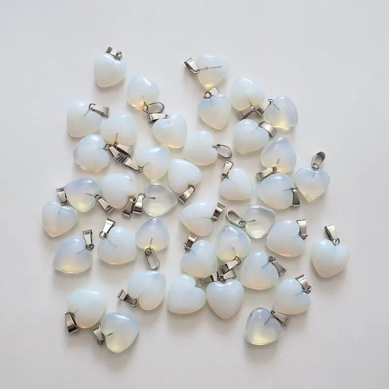 50pcs Natural Opal Stones Heart Charm Pendant 16mm