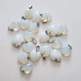 50pcs Natural Opal Stones Heart Charm Pendant 16mm