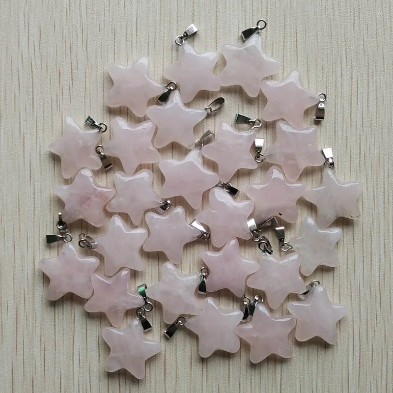 Pink Crystal Stone Star Charms Pendants for DIY Jewelry Making
