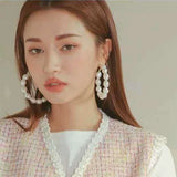 Korea Statement Irregular Pearl Big Hoop Earrings Women Jewelry