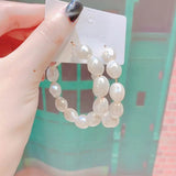 Korea Statement Irregular Pearl Big Hoop Earrings Women Jewelry
