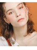 Heart & Flower Zircon Clip Earrings Tassel Ear Clips Women No Piercing