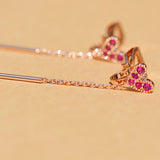 Heart & Flower Zircon Clip Earrings Tassel Ear Clips Women No Piercing