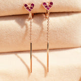 Heart & Flower Zircon Clip Earrings Tassel Ear Clips Women No Piercing