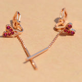 Heart & Flower Zircon Clip Earrings Tassel Ear Clips Women No Piercing