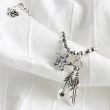 925 Silver Beads Chains Zircon Star Feather Bracelet