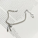 925 Silver Beads Chains Zircon Star Feather Bracelet