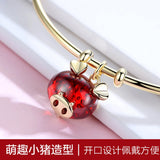Golden Pig Zodiac Birthyear Red Pendant Bracelet Cyber Red Personality