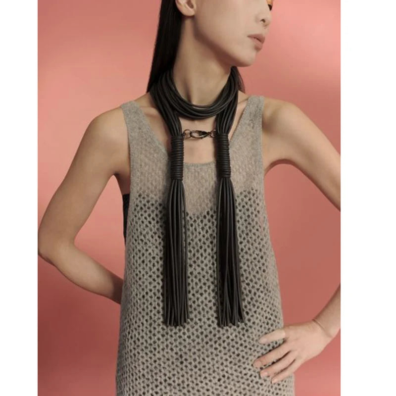 Long Tassel Necklace Rubber Jewelry Punk Style Pendant Choker