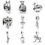 925 Sterling Silver Crown Pendant Beads Charms European Bracelets Bangles