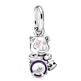 925 Silver Family Charm Rose Leaf Bracelet Set