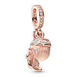 925 Silver Family Charm Rose Leaf Bracelet Set