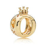 925 Silver Crown Heart Round Charm CZ Bead Bracelet Women Jewelry