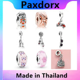 925 Silver Glass Bead Elephant Paw Puppy Charm Jewelry