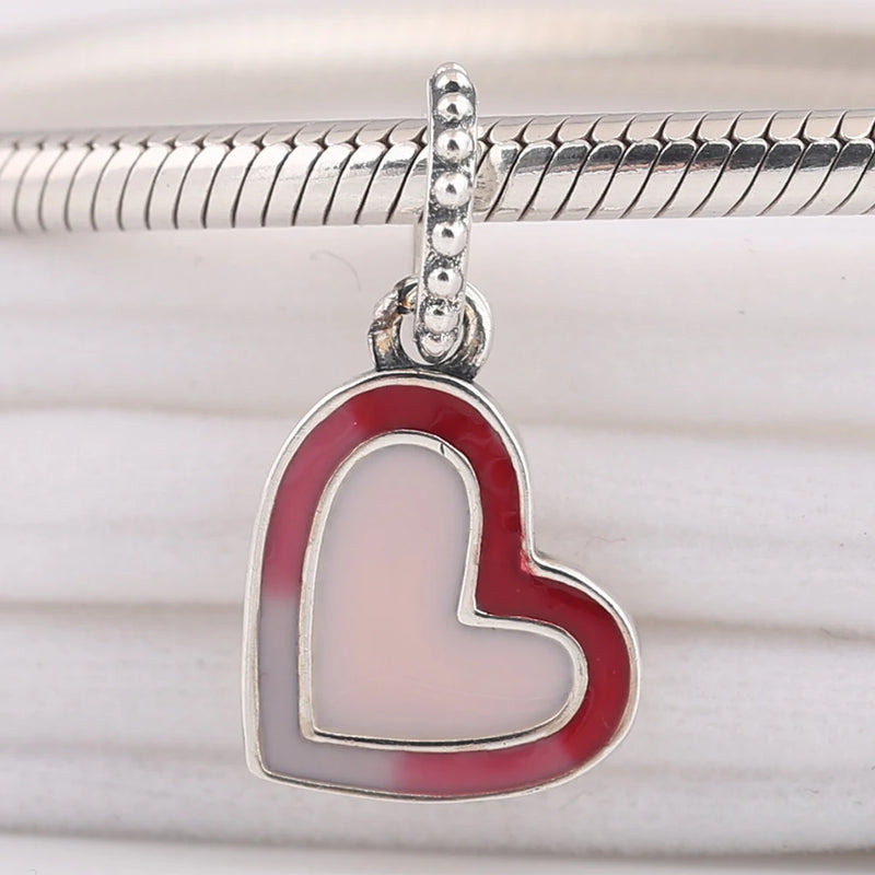 925 Silver Asymmetric Heart Of Love Pendant Charm for DIY Bracelet