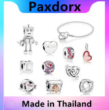 925 Silver Rob Bot CLUB Dice Charm Heart Clip Pendant Bracelet