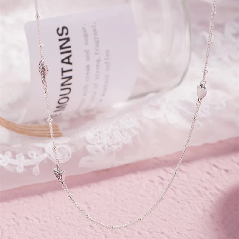 925 Sterling Sparkling Arrow Necklace Clear CZ Women Jewelry