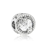 S925 Sterling Silver Heart Bow Charms Beads CZ Bracelet Jewelry