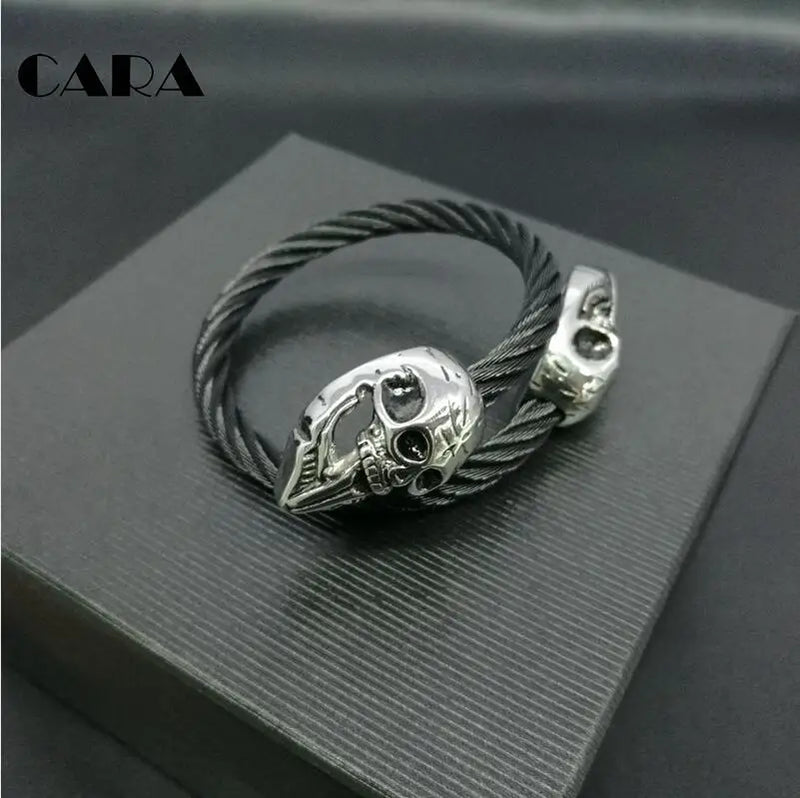 316L Stainless Steel Skull Link Biker Bracelet