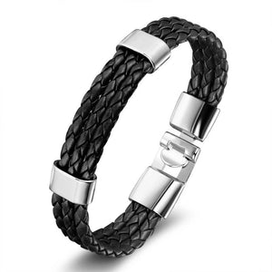 Cow Leather Bracelets Punk Vintage Stainless Steel Charm Bangles