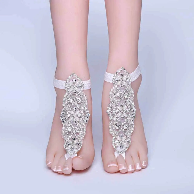 Boho Bridal Foot Chain Lace Ankle Bracelet Barefoot Sandals