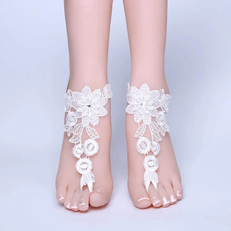 Barefoot Sandals Bridal Beach Wedding Foot Chain Lace Ankle Bracelet