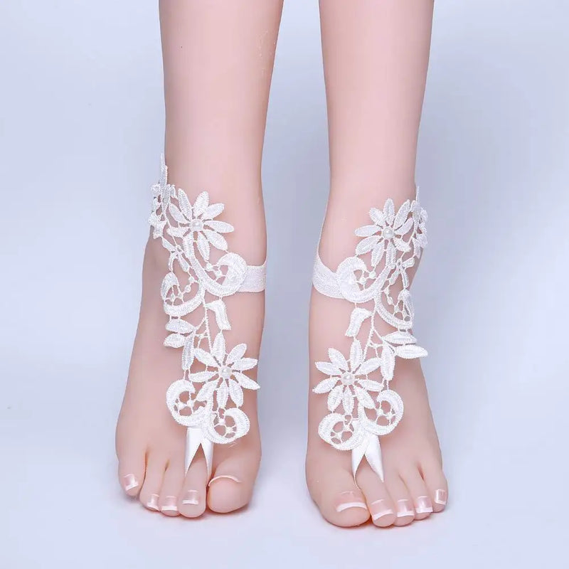 Lace Foot Chain Anklet Bridal Beach Wedding Barefoot Sandals Women