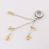 925 Sterling Silver Loved Script Charm Pendant for DIY Bracelets