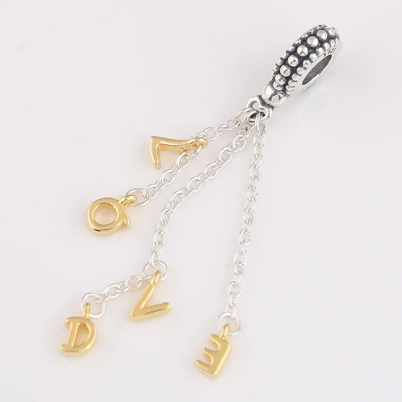 925 Sterling Silver Loved Script Charm Pendant for DIY Bracelets