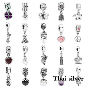 Thai Silver Four-leaf Clover Butterfly Skirt Angel Love Shoes Koala Tower