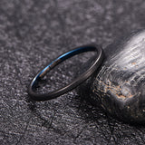 2mm Black+blue Brushed Tungsten Steel Men's Ring Wedding Band T226R