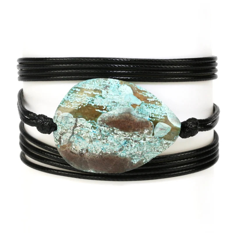 Ocean-jaspers Charm Wrap Bracelets Natural Stones Ethnic Multilayer