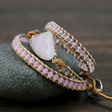 Natural Stone Weaving Friendship Bracelet Crystal Beads Boho Wrap Bracelet