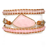 Natural Stone Weaving Friendship Bracelet Crystal Beads Boho Wrap Bracelet