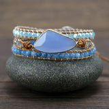 Natural Stone Weaving Friendship Bracelet Crystal Beads Boho Wrap Bracelet