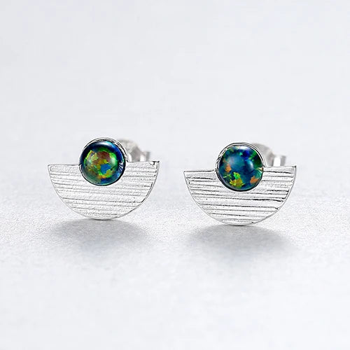 925 Silver Stud Earrings Green Emerald Wedding Anniversary