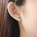 925 Silver Stud Earrings Green Emerald Wedding Anniversary
