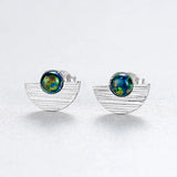925 Silver Stud Earrings Green Emerald Wedding Anniversary