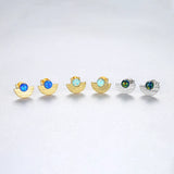 925 Silver Stud Earrings Green Emerald Wedding Anniversary