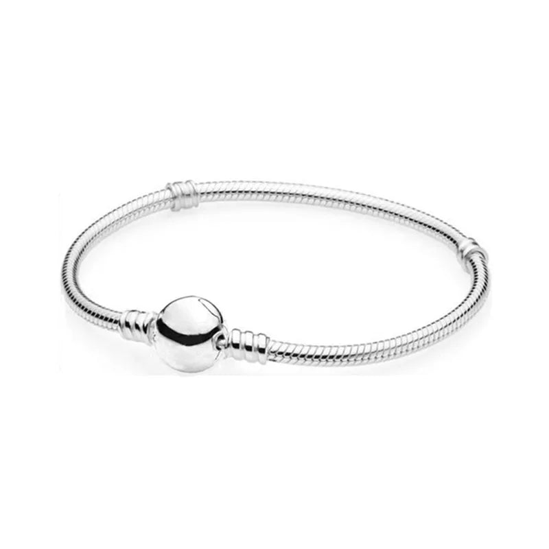 S925 Silver Bracelet with Rose Charm Bead for DIY Crystal Bracelets